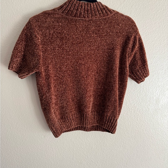 Double Zero - Burnt Orange Knit Mock-neck Pullover Short sleeved Sweater - small - Picture 2 of 4
